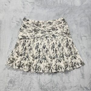 Express Skirt Womens XS White Floral Pleated Chiffon Mini Lined Casual Summer